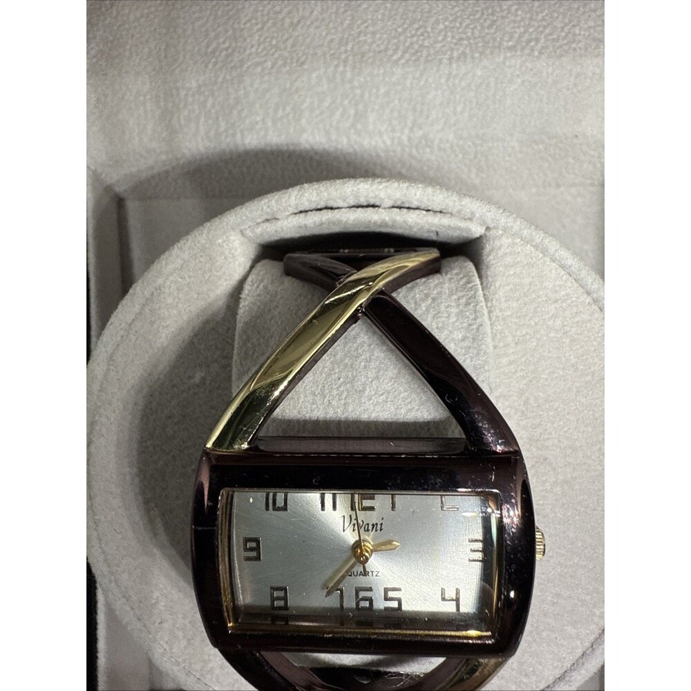 Vivani Ladies Watch Chocolate Open Cuff Bangle Hinge Bracelet Quartz New Battery - Picture 4 of 15